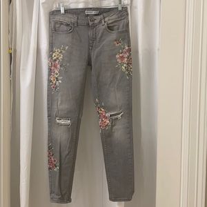 ZARA grey & floral jeans